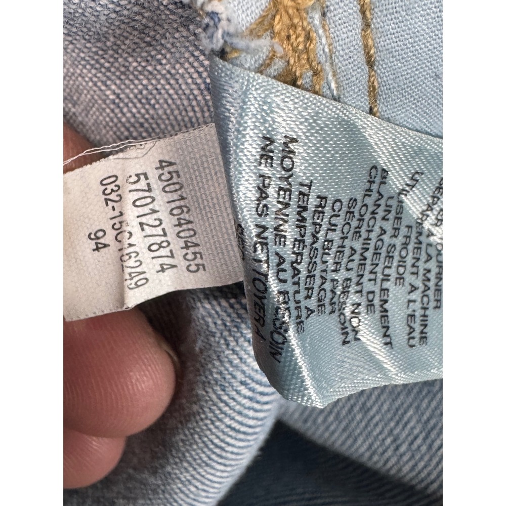 Chico's Platinum Skimmer Jeans Womens 0.5 Embroidered Light Wash Blue Boho Artsy - Picture 5 of 14